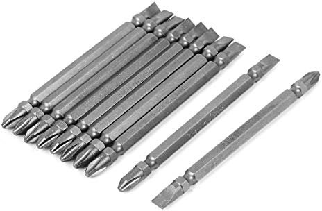 a16011600ux0474 100mm Long Mangetic Two Ways Phillips Screwdriver Slotted Bits Grey 10pcs