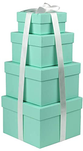 Briful Rechteckige Aufbewahrungsbox mit Deckel Geschenkbox Karton Pappschachteln Ordnungsboxen Geschenkkarton für Geschenke, Schokolade, Basteln, Spielzeug, Geschenkverpackung, 4er Set