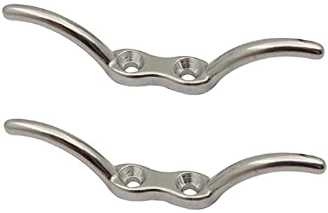 2 Stück Edelstahl Boot Klampe, Festmacherklampe, Fahnenmast Klemme Seilklemme Haken, für Repariere Fahnenmasten, Masten auf Schiffen, Jalousien, Planen (Silber)