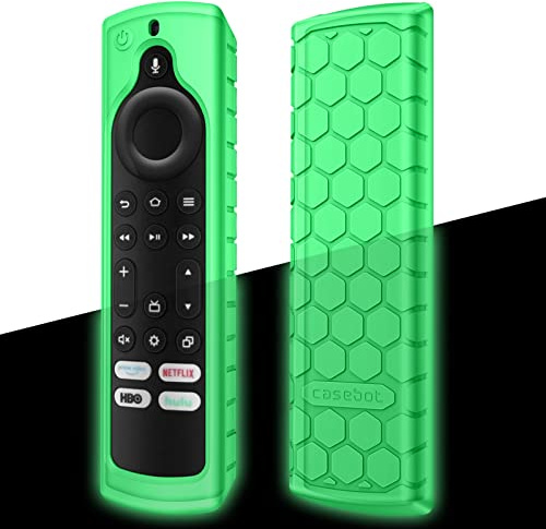 Fintie Silicone Case for Fire TV Stick 4K Max (2nd Gen) Remote - Anti Slip Shockproof Cover with Green Glow