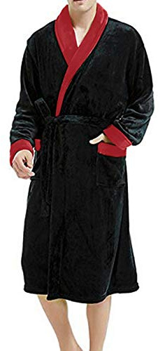 Alueeu Bata Manta Polar Hombre Albornoz Barato Originales con Capucha Bata de Baño Color Sólido Tejido Transpirable Bata de Casa