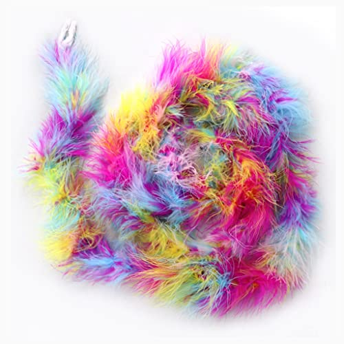 Egurs Federboa 200cm Flauschige Girlande Feder-Girlande für Nähen Kunsthandwerk Dekoration Handgefertigte Party Girlande Dekoration Kostüm-Zubehör Regenbogenfarben