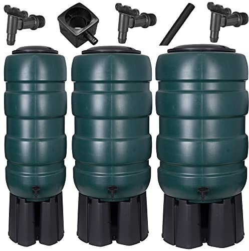 Garden Water Butt Set Including Tap with Stand and Filler Kit Water Collection 100L, 230L & 250L (100 Litre)