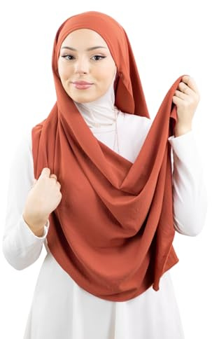 Hijab HE700 - Cappello da donna musulmana velata in seta di medina, mattone, Taglia unica
