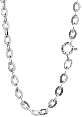 NKlaus Ankerkette flach aus 925 Sterling Silber, 3,7mm breit, 1 Stück | Für Damen; mit 925-Silberpunze am Kettenverschluss