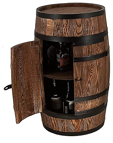 CREATIVE COOPER Tonneau à vin - Casier à vin - Armoire à Alcool - Étagère à Bouteilles en Bois - Tonneau en Bois - Meubles de tonneau - en Bois de conifère - Bar à Baril Porte wengé 3_DPSW 80x50cm