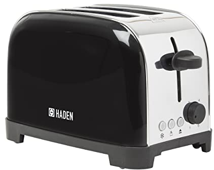 Haden Iver Black Toaster 2 Slice - Compact Design with 6 Browning Settings & Anti-Jam Function - 2 Slice Toaster Wide Slot - Easy to Clean with Removable Crumbs Tray - 700W