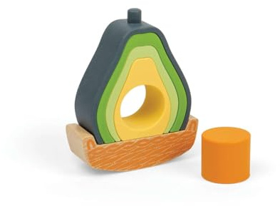 Bigjigs Toys - Rocking Avocado - 6 -teiliges Silikon -Stapelspielzeug, Avocado -Geschenke, sensorische Spielzeuge, Stapelringe, 12 Monate Babyspielzeug, nachhaltig gemacht