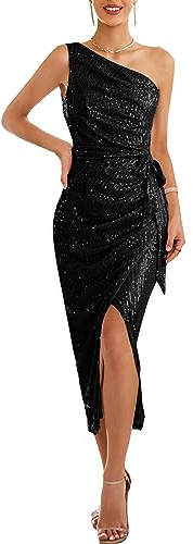 GRACE KARIN Womem - Abito da cocktail con paillettes, elegante, per feste e balli studenteschi, Nero , XXL