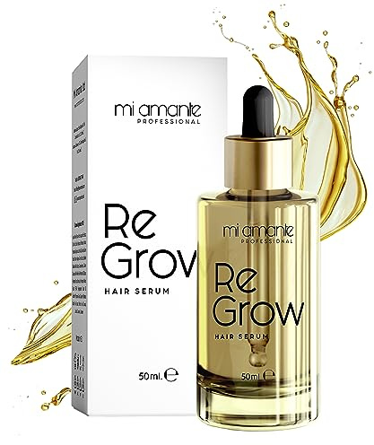 Mi Amante ReGrow Vegan Hair Serum - Schnell wirkendes Haarwachstumsserum für dickeres, kräftigeres und lebendiges Haar - ideal bei Haarausfall hair, hair loss und zur Vorbeugung von grauem Haar - 50ml