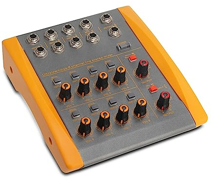 Dedjgoo 8-Channel Audio Mixer, DC 5V,Low-Noise Stereo Mono Switching, for Small Clubs or Bars, As Guitars, Bass, Keyboard