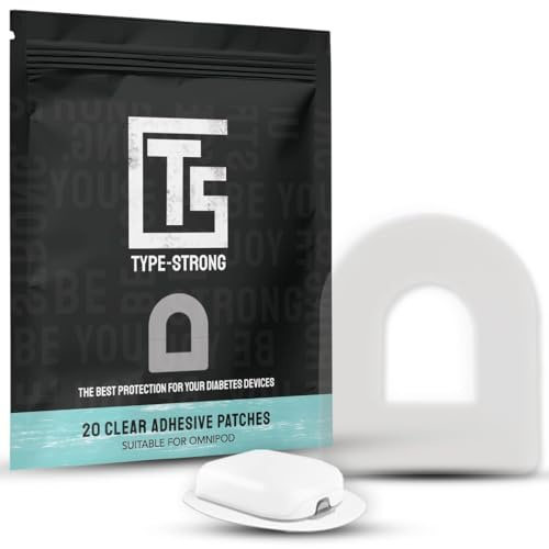 Type Strong Omnipod 5 Overpatches, CGM Adhesive Patches for Sensitive Skin | Waterproof & Sweatproof for 3+ Days of Protection, Pre-Cut Adhesive Tape, Durable, Hypoallergenic, Easy to Apply. 20 Pack