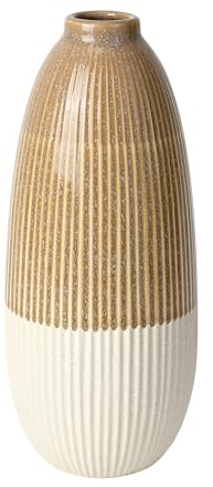 VICTOR&TERESA Moderne Vase mit Braunem Farbverlauf - 28cm Gestreifte Deko für Zuhause, Tulpen, Bauernhaus Tisch, Kaminsims, Bücherregal, Wohnzimmer & Tafelaufsatz - Geschenk