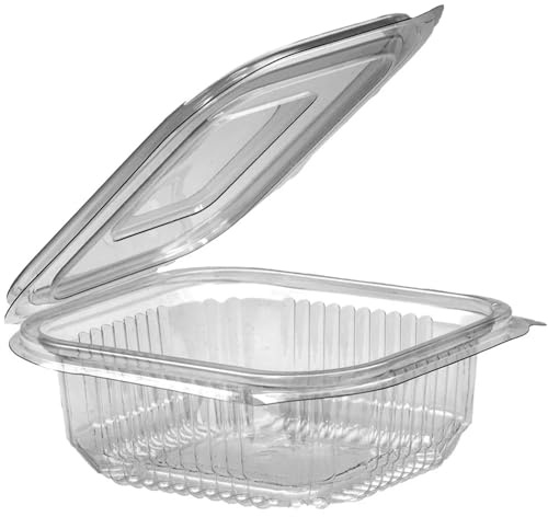 [500 Pack] Clear Plastic Hinged Take Out Containers Re-usable Clamshell Food Cake Containers with Lids (4.3 x 4.9 x 1.8 inch) Best for Dessert, Cakes, Cookies, Salads, Pasta, Sandwiches (250cc)