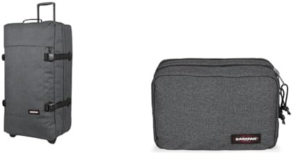 EASTPAK TRANVERZ L Koffer, 166 cm, 162 L, Black Denim (Grau) & Mavis Kulturtasche, 63 cm, 59 L, Black Denim (Grau)