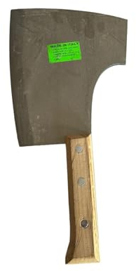 Generico MANNAIA MACELLAIO 1,500 KG TIPO GENOVA IMPUGNATURA MANICO LEGNO DA 23 CM ACCIAIO