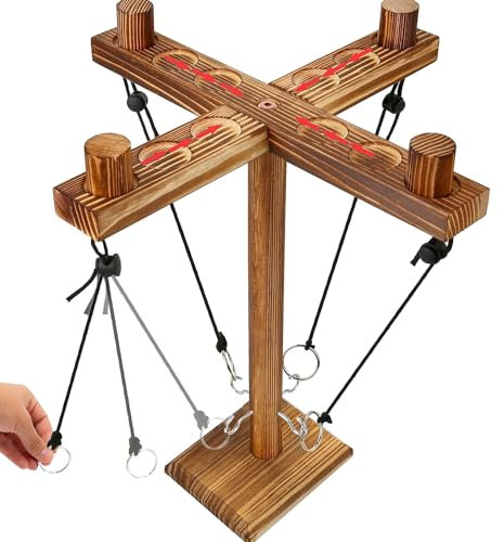 Sunshine smile Ring Toss Hook und Ring Indoor,Toss Haken und Ring Spiel,Ring Toss Game,Ringwurfspiel aus Holz,Hook Toss Battle Game,Haken-Ring-Wurfspiel