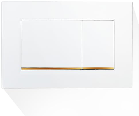OasisFlow Wall Mounted Toilet Tank Panel Suitable for Concealed Tanks, Compatible with Geberit Sigma 30 115.883.KK.1, Durable Plastic Material, Square Button Design, Space Saving (White-G)