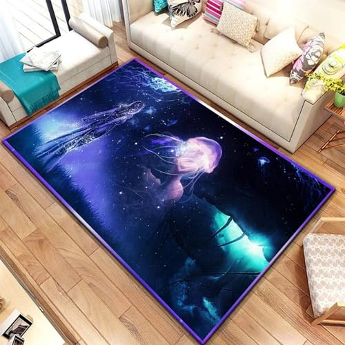 Teppich Läufer Flur Niedliche Qualle Des Wilden Meerestiers 3D Küchenläufer Waschbar, Lange Korridor Teppich, Für Flurtreppen Schlafzimmer,Rutschfest Schallschutz Türmatte Mit 200 X 300 Cm - L -9E6L7F