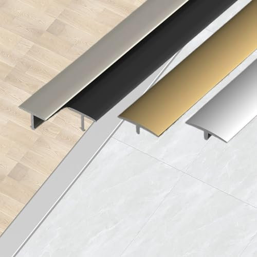 YOHIEE T-Profil Übergangsschiene Aluminium-Formleisten Zierleisten, Boden/Teppich Laminat Übergangsleiste Flach Übergangsprofil für Verbinden Von Bodenspalten(Champagne,L 90cm W22mm)