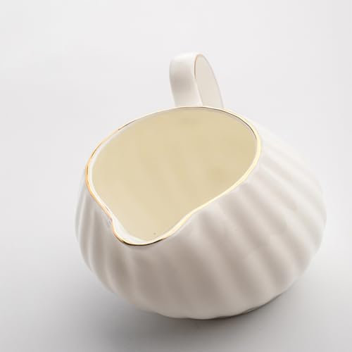 Set Sugar and Creamer - Service à thé vintage en porcelaine avec bords dorés et tourbillons en relief - Ensemble de thé raffiné en Chine pour les fêtes et les fêtes