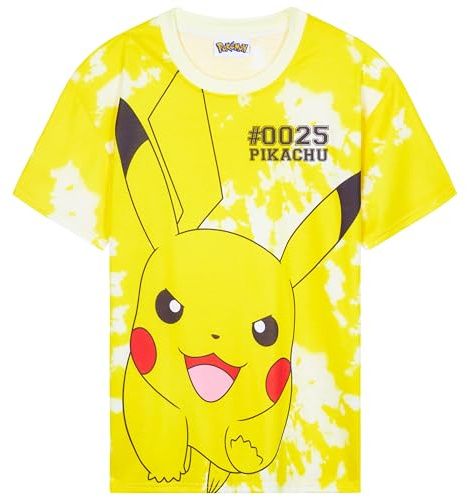 Pokemon T Shirt for Boys Teenagers Pikachu Top Pack of 1 or 3 Pack Short Sleeved Tee Soft Breathable Casual Anime Gifts for Boys (13-14 Years, Yellow, 1)