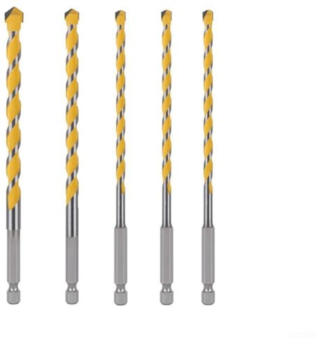 5 x Steinbohrer, 160 mm, Wolframkarbid-Bohrer-Set für Porzellan, Keramik, Fliesen, Beton, Ziegel, Wand, Glas, Spiegel, Kunststoff, Mauerwerk, Holz (3 Set)