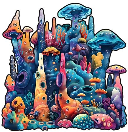 Wooden Jigsaw Puzzles, Unique Shaped Wood Puzzles for Adults with Wood Box, Coral M