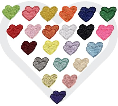 44 Stücke Herz Bügelbilder Aufbügeln für Weihnachts & Valentinstagsbasteln, Weihnachts- und Valentinstagsgeschenke & Deko, Bestickte Bügelflicken für Kleidung Jeans Rucksäcke, für Kinder & Erwachsene