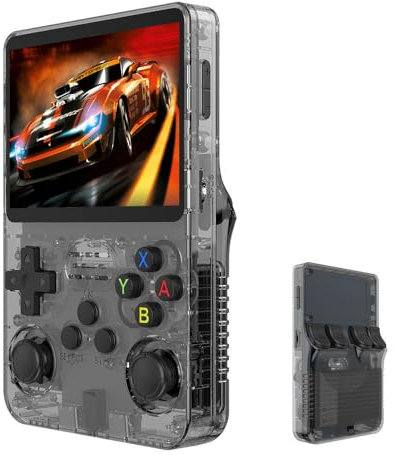 R36S 3.5-inch Retro Handheld Video Games Consoles, Handheld Game Console, Built-in Battery Handheld Game Console 10000+ Support Classic Games (Black)