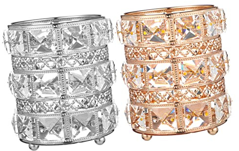 DEARMAMY 2piezas Soportes Porta Brochas Maquillaje Organizador De Cristal Multifuncional