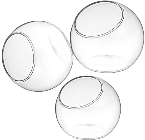 TOYANDONA Lot De 3 Pots Terrarium en Verre Transparent pour Plantes Aériennes – 8cm, 10cm, 12cm – Décoration Maison Bureau – Vases Ronds Hydroponiques Écosystème Micro-Paysage