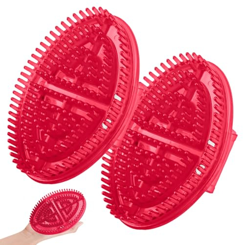 Huakaile 2 Pieces Meridian Massage Brush, Handheld Meridian Pressure Brush for Belly, Professional Custom Acupressure Full Body Massage Comb for SPA Relaxation Beauty Salon Home (Rose Red)