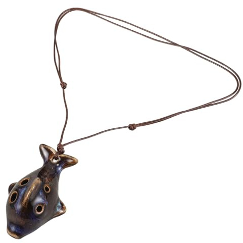 HANABASS Ocarina para Principiantes de Cerámica Diseño de Delfín, Instrumento Musical de 4 Agujeros Portátil para Áreas Escénicas y Práctica Infantil