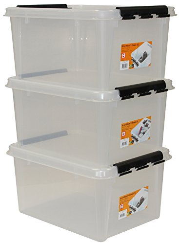 Orthex 35100703 3er-Set Clipbox Smart Store Classic 31, 32 Liter, transparent