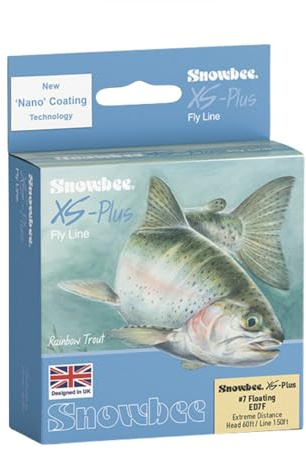Snowbee XS‑Plus Extreme Distance Floating Fly Line, 150 ft, 60 ft Head, Ivory and Peach, WF8, for Maximum Range Casting in Stillwater and Open Rivers