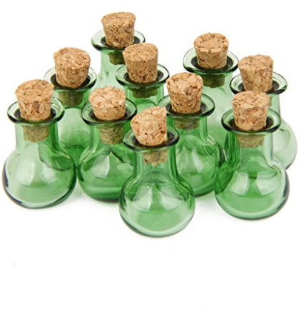 Base Piatta 10PCS Mini vasetti di Bottiglia di Vetro flaconcini con Tappo in Sughero per Craft Verde