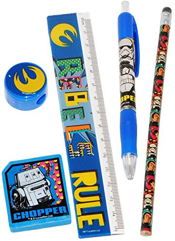 alles-meine.de GmbH 5 TLG. Set - Schreibset - Star War - Bleistift + Lineal + Radiergummi + Spitzer + Kugelscheiber/Kinder - für die Schule - Vorschule/Kinderlineal - Lin..
