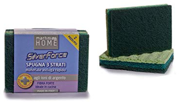 Martini SPA Utility Scheuerschwämme, 3 Schichten mit Fiber Silver Force, Mehrfarbig, 1 Stück