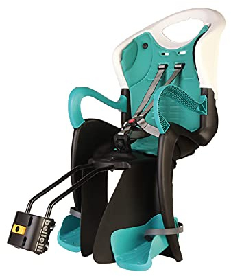 Tiger - Fahrradrücksitz für Kinder bis 22 kg, von 3 bis 8 Jahren - Fixierung am Fahrradrahmen - Türkis-Weiß