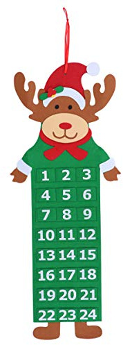 LIOOBO Creative Non-woven Fabric Christmas Advent Calendar DIY Decorative Xmas Countdown Calendar Home Door Wall Hanging Ornaments (Christmas Elk)