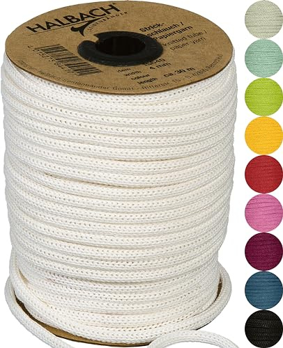 Halbach Seidenbänder 15640 - Tubo per maglieria, 4 mm, colore: Bianco naturale