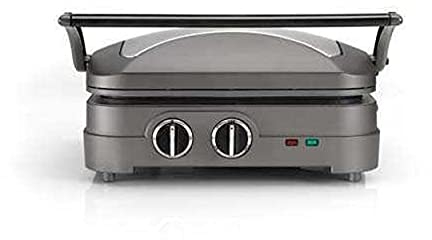 Cuisinart Griddler Elite | Tostapane per panini, pressa per panini, grill a contatto, piastra elettrica | Piastre antiaderenti rimovibili | Lavabili in lavastoviglie | Meno olio | Grigio