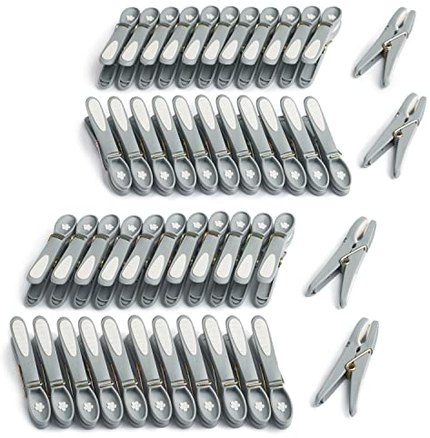 culiclean Wäscheklammern ohne Abdruck stabil in Blume Design 48x Wäscheklammer Ultimate Gray weiß, robuste Kluppen Soft Grip Clip Clothes Pegs UV beständig Klammern zum Aufhängen von Wäsche, Socken