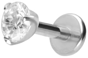 PIERCINGLINE TItan Labret Stecker Innengewinde | EINGEFASSTER KRISTALL | Piercing Ohr Lippe Nase | Farb & Größenauswahl