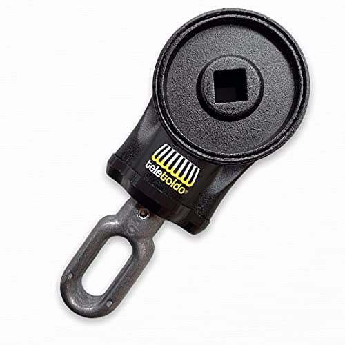 Teletoldo – Máquina de Elevación Redonda Negra para Toldo con Tornillos ● Repuesto Profesional Blanco ● Compatible con toldos de balcón y de Brazos a Pared.