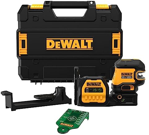 DEWALT Niveau laser 20 V/12 V MAX, laser à 2 spots et laser à ligne croisée, vert, outil nu uniquement (DCLE34220GB)