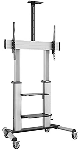 Tripp Lite Mobile TV Stand with Height-Adjusting Microbrial Resistant Crank Handle, LED/OLED/LCD Flat Screen Monitors, 60” – 100” Televisions, Shelf & Locking Wheels, 5-Year Warranty (DMCS60100XXCK)