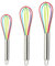 Cheeroyal Set di 3 fruste in silicone, agitatore per uova colorato in silicone da cucina con impugnatura in acciaio inossidabile per la cottura al forno, miscelazione (8/10/12 pollici) (arcobaleno)