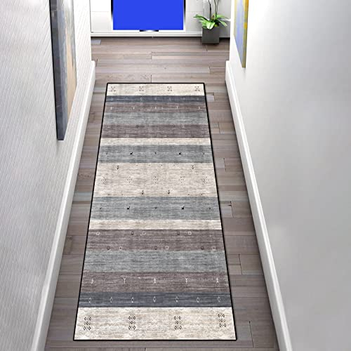 Teppichläufer Läufer für Küche rutschfest 80×300cm Klassischer Flurstreifen Aus Blauem Polyester Waschbar Schlafzimmer Muster Carpet für Wohnzimmer Büro Esszimmer, Anpassbar Teppichläufer Meterware